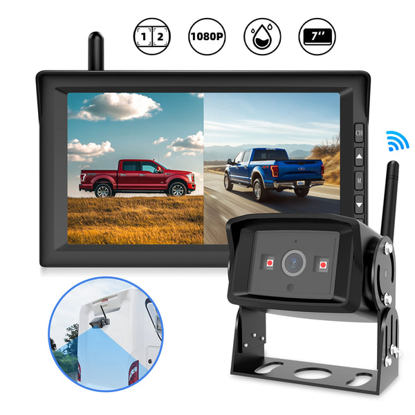 W10 Pro 1080P Wireless Backup Camera with Split-screen Monitor and Dual Camera Support for RV