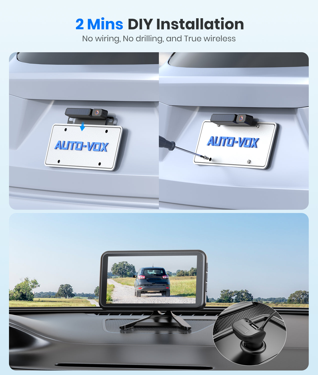 CAM115 Backup Camera Frame License Plate HD Night Vision Rear View 170