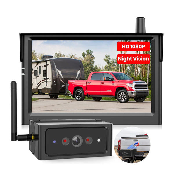 Solar4 B 1080P Magnetic Portable Backup Camera Wireless with 5" Monitor and Dual Camera Support for RV and Camper Trailer